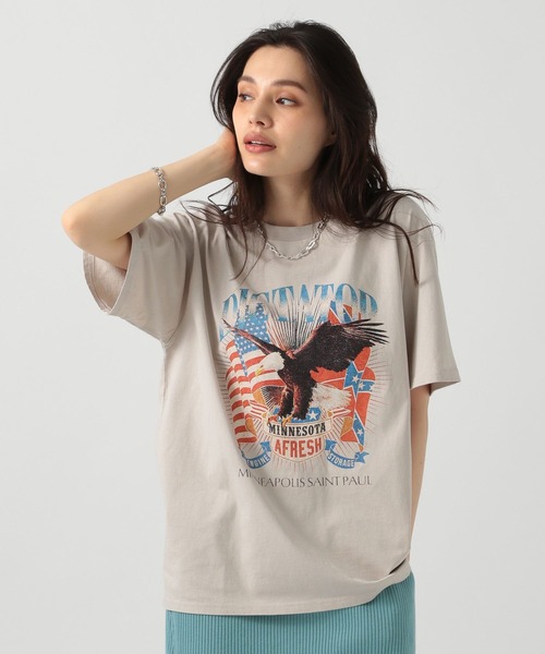 BAYFLOW（ベイフロー）の「[ヴィンテージライク]オリジナルロックTシャツ（Tシャツ/カットソー・レディース・チャコール/グレイッシュベージュ/オフホワイト・FREE）」の12枚目の写真