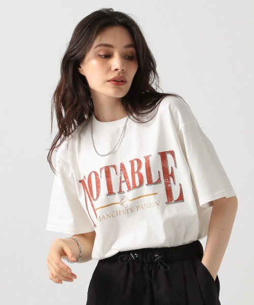 BAYFLOW（ベイフロー）の「[ヴィンテージライク]オリジナルロックTシャツ（Tシャツ/カットソー・レディース・チャコール/グレイッシュベージュ/オフホワイト・FREE）」の17枚目の写真