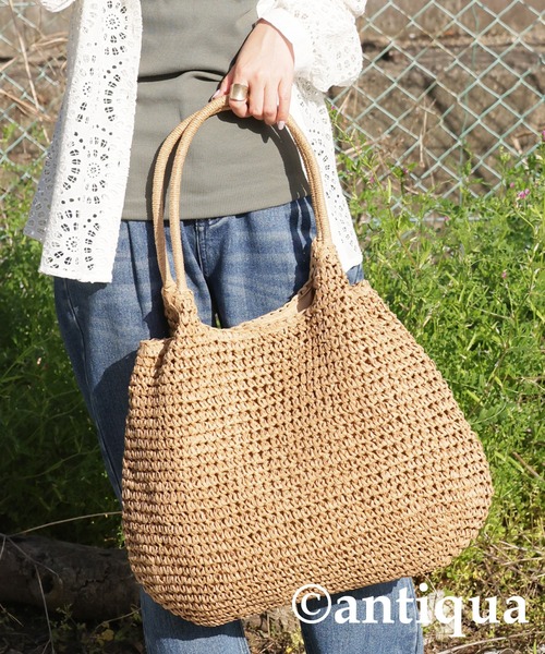 antiqua（アンティカ）の「ペーパーかごバッグ（かごバッグ・レディース・ブラウン・FREE）」の8枚目の写真