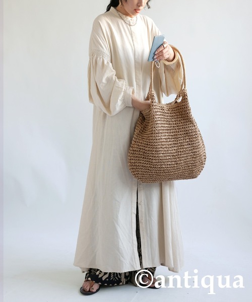 antiqua（アンティカ）の「ペーパーかごバッグ（かごバッグ・レディース・ブラウン・FREE）」の5枚目の写真