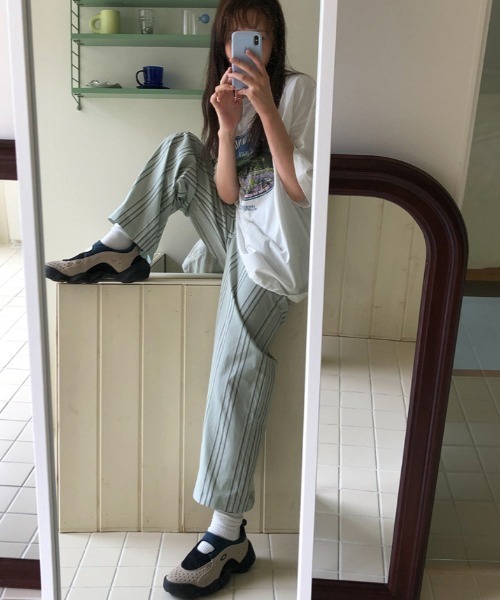 B.R.U(ブル)の「ポリエステルストライプパンツ(その他パンツ・レディース・グリーン/ブルー・FREE)」の9枚目の写真
