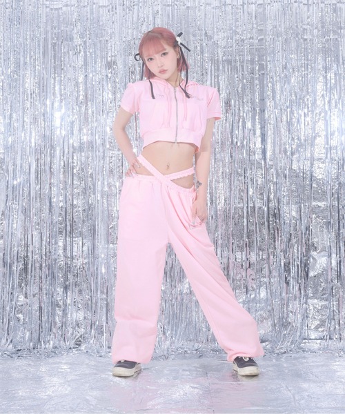 sedacle girl(セダクルガール)の「裏毛クロスウエストスウェットパンツ【SETUP着用可能】(スウェットパンツ・レディース・グレー/ブルー/ブラック/ピンク・FREE)」の14枚目の写真