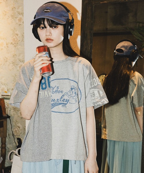 niko and...（ニコアンド）の「[MODE NORM CORE]ガーメントダイリメイク風シャツ（Tシャツ/カットソー・レディース・グレー/ピンク/ブルー/スモーク・MEDIUM/LARGE）」の2枚目の写真