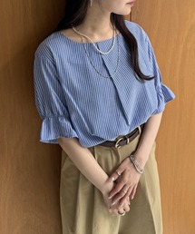 冷感袖切り替えブラウス
