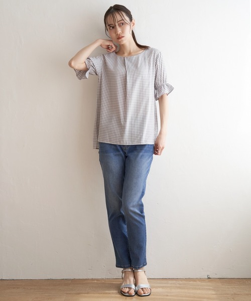 ikka(イッカ)の「冷感袖切り替えブラウス(シャツ/ブラウス・レディース・ネイビー/グレー/ブルー・M/L/S)」の4枚目の写真