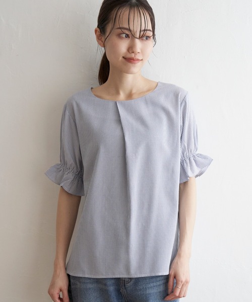 ikka(イッカ)の「冷感袖切り替えブラウス(シャツ/ブラウス・レディース・ネイビー/グレー/ブルー・M/L/S)」の10枚目の写真