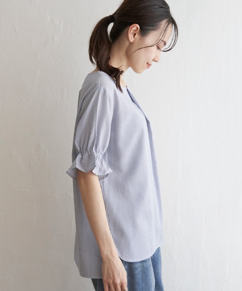 ikka(イッカ)の「冷感袖切り替えブラウス(シャツ/ブラウス・レディース・ネイビー/グレー/ブルー・M/L/S)」の12枚目の写真