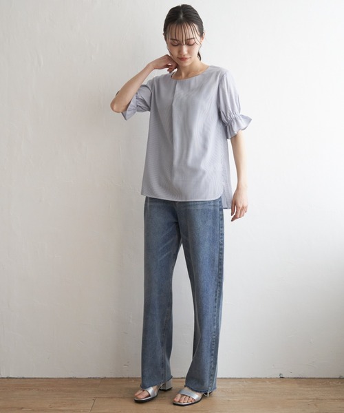 ikka(イッカ)の「冷感袖切り替えブラウス(シャツ/ブラウス・レディース・ネイビー/グレー/ブルー・M/L/S)」の7枚目の写真