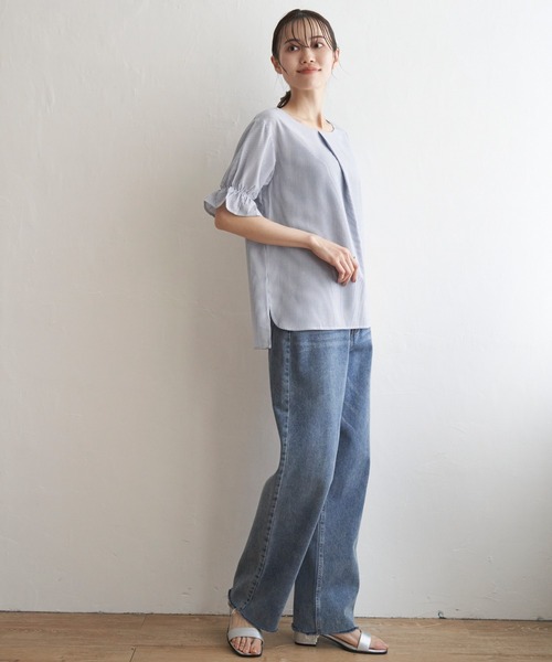 ikka(イッカ)の「冷感袖切り替えブラウス(シャツ/ブラウス・レディース・ネイビー/グレー/ブルー・M/L/S)」の6枚目の写真