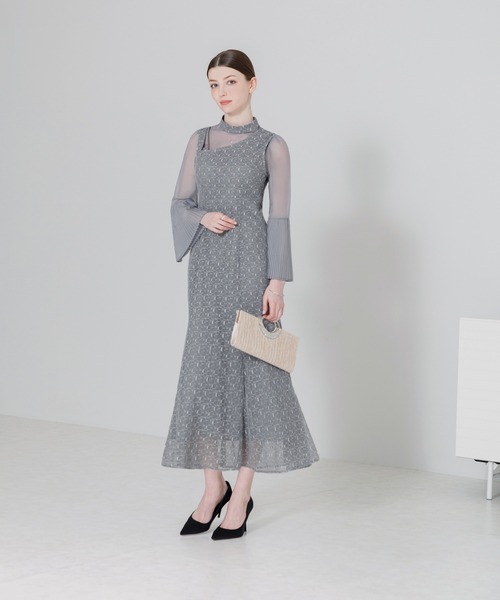 【Leja】ハイネックパフスリーブキャミソール2wayチュール グレー　S Leja】ハイネックパフスリーブキャミソール2wayチュール グレーM