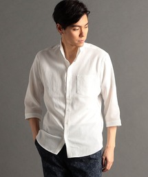 MONSIEUR NICOLE（ムッシュニコル）の「【canal deux Luxe】リネン混 スタンドカラー7分袖シャツ（シャツ/ブラウス）」