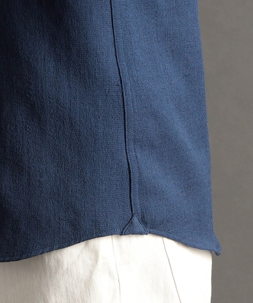 MONSIEUR NICOLE（ムッシュニコル）の「【canal deux Luxe】リネン混 スタンドカラー7分袖シャツ（シャツ/ブラウス・メンズ・ブラック/ブルーグレー・MEDIUM/LARGE/X-LARGE/XX-LARGE）」の12枚目の写真