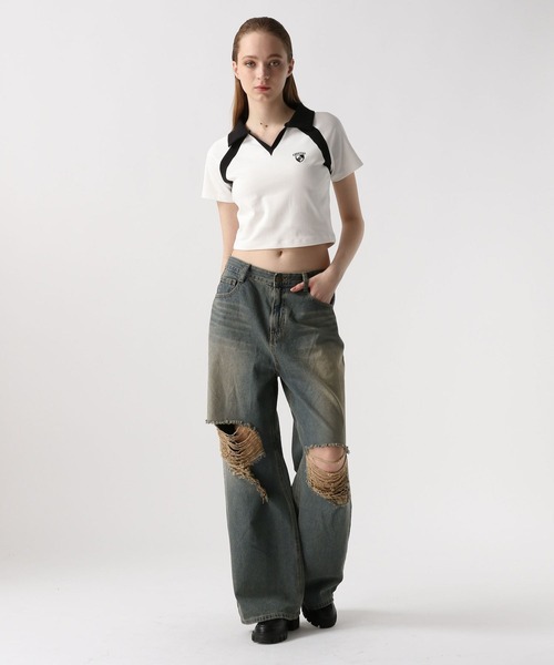 FOREVER 21（フォーエバー トゥエンティーワン）の「【2024SS】ダメージ加工デニム（デニムパンツ・レディース・ブルー・SMALL/MEDIUM/LARGE）」の8枚目の写真