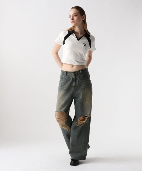 FOREVER 21（フォーエバー トゥエンティーワン）の「【2024SS】ダメージ加工デニム（デニムパンツ・レディース・ブルー・SMALL/MEDIUM/LARGE）」の10枚目の写真