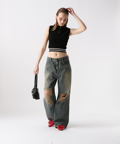 FOREVER 21（フォーエバー トゥエンティーワン）の「【2024SS】ダメージ加工デニム（デニムパンツ・レディース・ブルー・SMALL/MEDIUM/LARGE）」の20枚目の写真