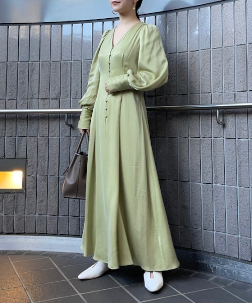 FRAY 緩い I.D. フレイアイディー キュプラレーヨンサテンタックワンピース 