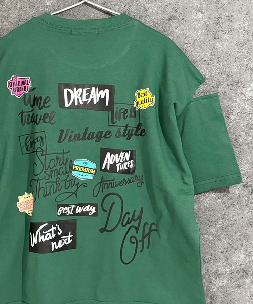 THE CASUAL(カジュアル)の「オーバーサイズ エンプティショルダー Tシャツ(Tシャツ/カットソー・キッズ・オフホワイト/ベージュ/杢グレー/ホワイト系/ブラック/ミント/ダークグリーン/チャコール/ホワイト系その他/グリーン系その他/グレー系その他/チャコールグレー/ブラック系その他/ホワイト系その他2・110cm/120cm/130cm/140cm/150cm/160cm)」の12枚目の写真