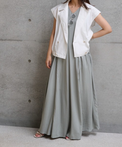 ketty cherie（ケティシェリー）の「カーゴポケットギャザーワンピース≪手洗い可能≫（ワンピース・レディース・ブラック/グリーン・M）」の8枚目の写真