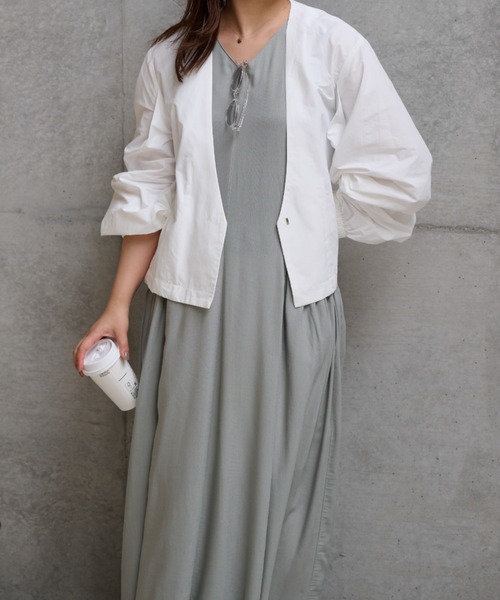 ketty cherie（ケティシェリー）の「カーゴポケットギャザーワンピース≪手洗い可能≫（ワンピース・レディース・ブラック/グリーン・M）」の9枚目の写真