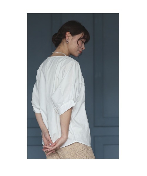 Sawa a la mode(サワアラモード)の「レースコットンシャツブラウス(シャツ/ブラウス・レディース・ブラック/ホワイト・FREE)」の8枚目の写真