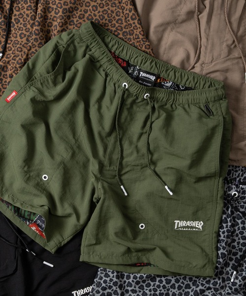 THRASHER(スラッシャー)の「【3】〔THRASHER〕ナイロン メッシュ バギーショーツ(その他パンツ・メンズ・レオパード/ベージュ/ブラック/グレー系その他/オリーブ・MEDIUM/LARGE/X-LARGE)」の1枚目の写真