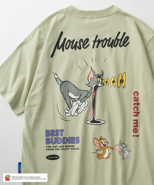 Tom&Jerry(トムアンドジェリー)の「【TOM&JERRY/トムとジェリー】ワンポイントロゴ刺繍&キャラクター コミカルイラスト 発泡プリントデザイン オーバーサイズ半袖Tシャツ/ ビッグシルエット(Tシャツ/カットソー・メンズ・ブラック/ホワイト/ライム・M/L/XL)」の3枚目の写真