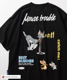 Tom＆Jerry（トムアンドジェリー）の「【TOM＆JERRY/トムとジェリー】ワンポイントロゴ刺繍＆キャラクター コミカルイラスト 発泡プリントデザイン オーバーサイズ半袖Tシャツ/ ビッグシルエット（Tシャツ/カットソー・メンズ）」
