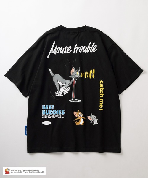 Tom&Jerry(トムアンドジェリー)の「【TOM&JERRY/トムとジェリー】ワンポイントロゴ刺繍&キャラクター コミカルイラスト 発泡プリントデザイン オーバーサイズ半袖Tシャツ/ ビッグシルエット(Tシャツ/カットソー・メンズ・ブラック/ホワイト/ライム・M/L/XL)」の5枚目の写真