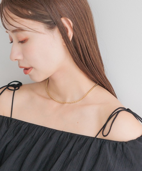 mysty woman(ミスティウーマン)の「チェーンチョーカー 131898(ネックレス・レディース・ライトグレー/ベージュ・FREE)」の1枚目の写真