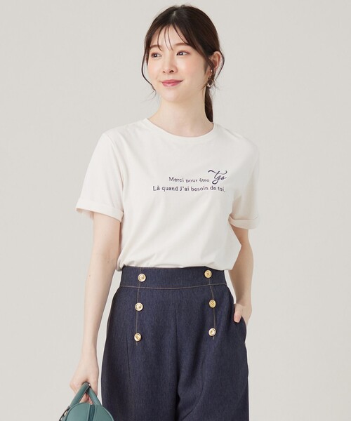 ANY SIS(エニィスィス)の「ロゴ刺繍 Tシャツ(Tシャツ/カットソー・レディース・グレー系/ワイン系/ホワイト系・2)」の1枚目の写真