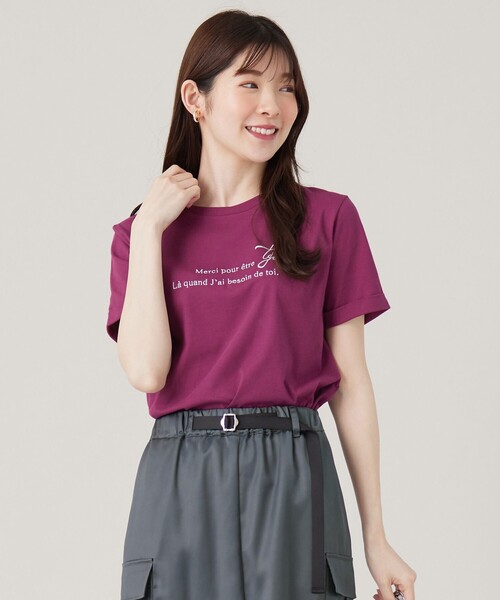 ANY SIS(エニィスィス)の「ロゴ刺繍 Tシャツ(Tシャツ/カットソー・レディース・グレー系/ワイン系/ホワイト系・2)」の3枚目の写真