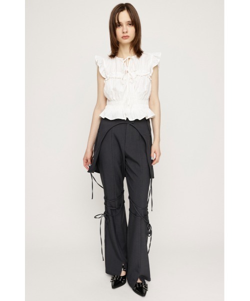 ブラウス シャツ FRILL 2WAY RIBBON BL フリル 2ウェイ リボン ブラウス 夏服 秋服 ノースリーブトップス レディース SLY ブラウス シャツ FRILL 2WAY RIBBON BL フリル 2ウェイ