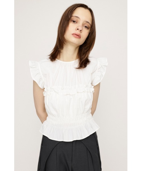 SLY（スライ）の「2WAY RIBBON FRILL TOPS 2ウェイ リボン フリル トップス（シャツ/ブラウス・レディース・ブラック/オフホワイト/ライトパープル・FREE）」の10枚目の写真