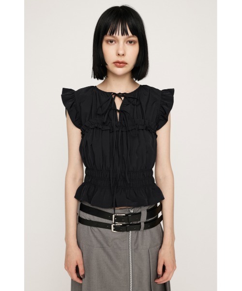 SLY（スライ）の「2WAY RIBBON FRILL TOPS 2ウェイ リボン フリル トップス（シャツ/ブラウス・レディース・ブラック/オフホワイト/ライトパープル・FREE）」の13枚目の写真