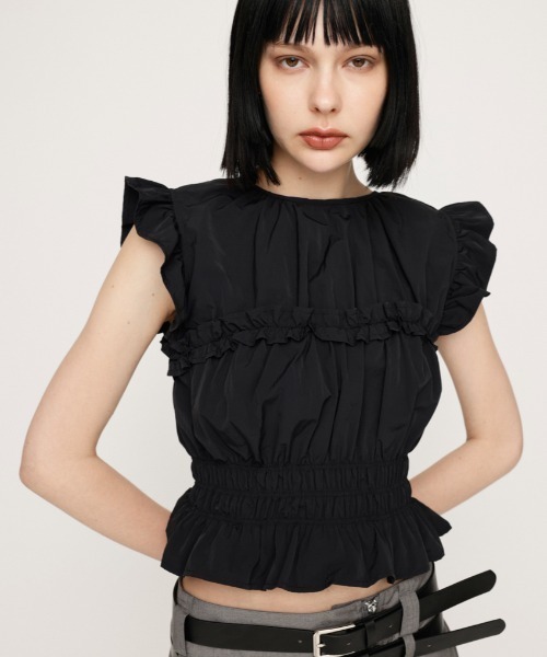 SLY（スライ）の「2WAY RIBBON FRILL TOPS 2ウェイ リボン