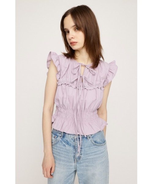 SLY（スライ）の「2WAY RIBBON FRILL TOPS 2ウェイ リボン