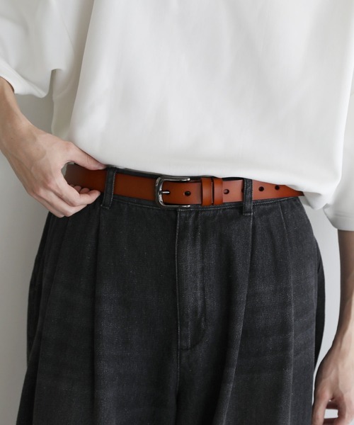 ASTRONOMY（アストロノミー）の「【長さ調節可能】牛革 ベーシック ベルト 28㎜（ベルト・メンズ・ブラック/ダークブラウン/キャメル・FREE）」の7枚目の写真