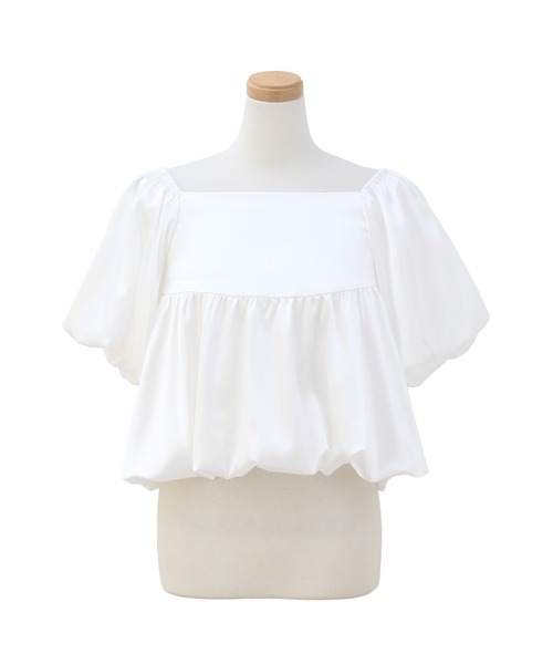 MIELI INVARIANT（ミエリインヴァリアント）の「2way Satin Balloon Blouse（シャツ/ブラウス・レディース・ブラック/ホワイト・FREE）」の21枚目の写真
