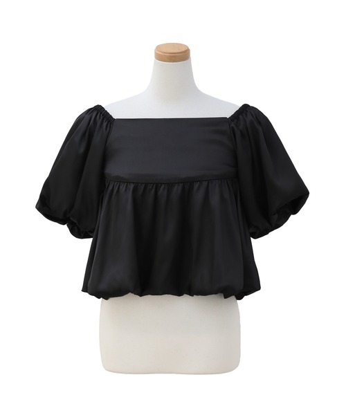 MIELI INVARIANT（ミエリインヴァリアント）の「2way Satin Balloon Blouse（シャツ/ブラウス・レディース・ブラック/ホワイト・FREE）」の22枚目の写真