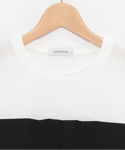 LOVETOXIC（ラブトキシック）の「レイヤードペプラム半T（Tシャツ/カットソー・キッズ・ブラック/ライトカーキ/ベージュ・S/M/L）」の5枚目の写真