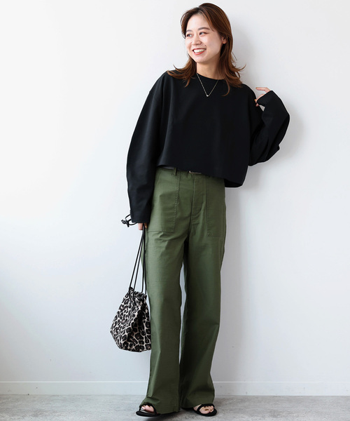 JOURNAL STANDARD relume（ジャーナルスタンダード　レリューム）の「《追加》ポンチクロップドプルオーバー（Tシャツ/カットソー・レディース・ブラック/ホワイト・FREE）」の3枚目の写真