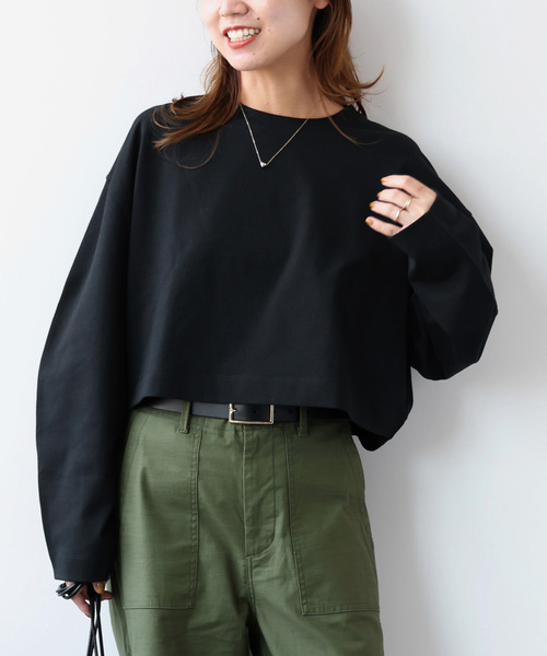 JOURNAL STANDARD relume（ジャーナルスタンダード　レリューム）の「《追加》ポンチクロップドプルオーバー（Tシャツ/カットソー・レディース・ブラック/ホワイト・FREE）」の7枚目の写真