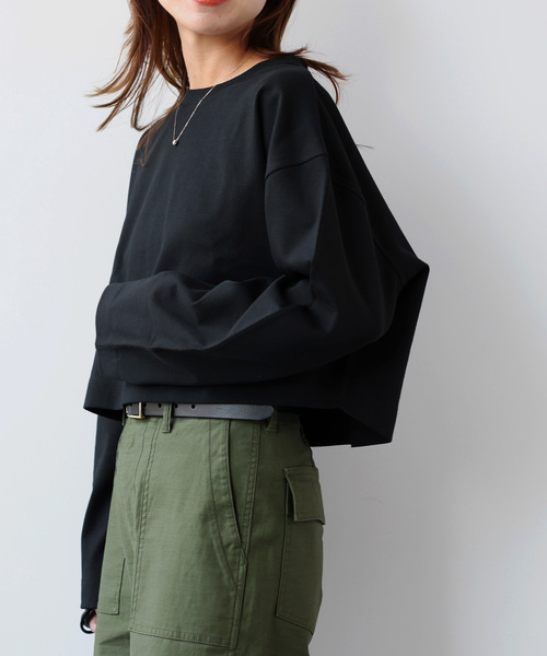 JOURNAL STANDARD relume（ジャーナルスタンダード　レリューム）の「《追加》ポンチクロップドプルオーバー（Tシャツ/カットソー・レディース・ブラック/ホワイト・FREE）」の8枚目の写真