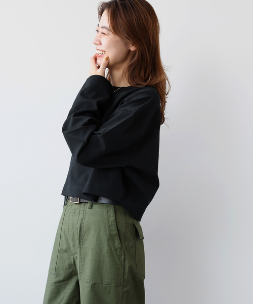 JOURNAL STANDARD relume（ジャーナルスタンダード　レリューム）の「《追加》ポンチクロップドプルオーバー（Tシャツ/カットソー・レディース・ブラック/ホワイト・FREE）」の9枚目の写真