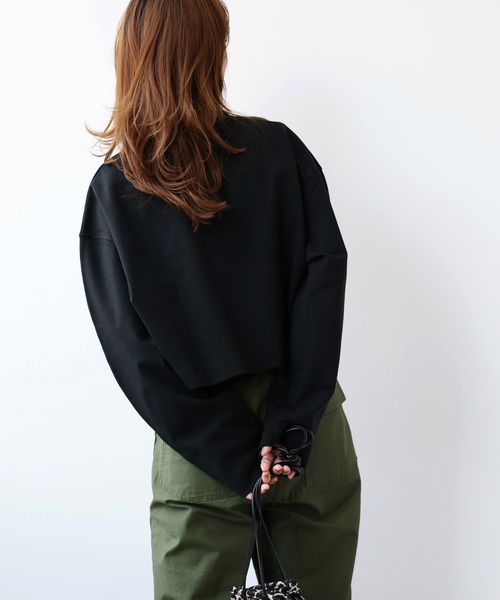 JOURNAL STANDARD relume（ジャーナルスタンダード　レリューム）の「《追加》ポンチクロップドプルオーバー（Tシャツ/カットソー・レディース・ブラック/ホワイト・FREE）」の10枚目の写真