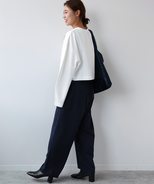 JOURNAL STANDARD relume（ジャーナルスタンダード　レリューム）の「《追加》ポンチクロップドプルオーバー（Tシャツ/カットソー・レディース・ブラック/ホワイト・FREE）」の14枚目の写真