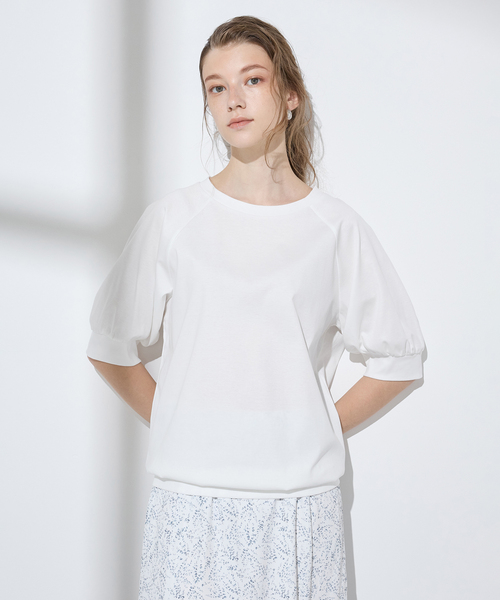 LE SOUK HOLIDAY(ルスークホリデー)の「クルーネックTシャツ(Tシャツ/カットソー・レディース・ブラック/オフホワイト/カーキ・M/L)」の2枚目の写真