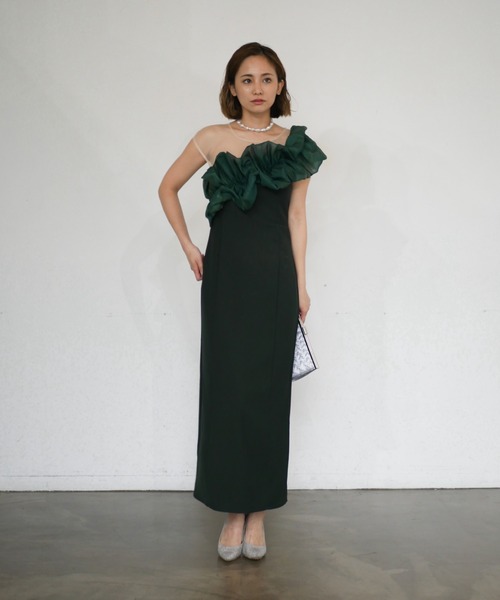 My shawty⭐︎ shiny frill dress green My shawty（ﾏｲｼｬｳﾃｨｰ）の「shiny frill dress（ドレス）」 - WEAR
