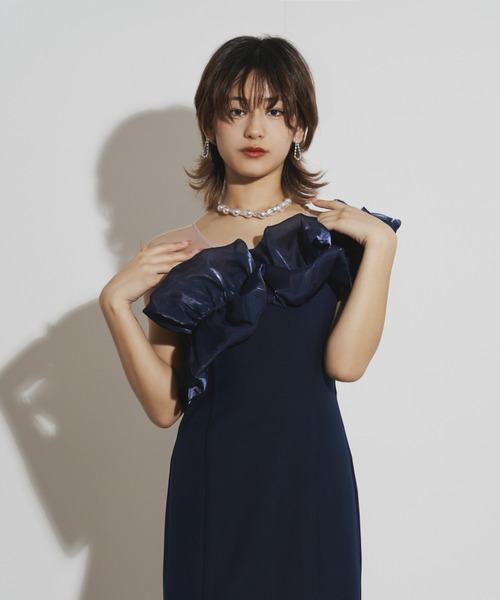 My shawty⭐︎ shiny frill dress green shiny frill dress（ドレス）｜My shawty（マイシャウティー）の