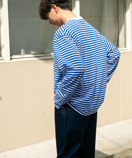 FORK&SPOON(フォークアンドスプーン)の「FORK&SPOON ボーダーロングスリーブTシャツ(Tシャツ/カットソー・メンズ・ブラック系その他/ブルー系その他/ホワイト系その他・4/5)」の4枚目の写真